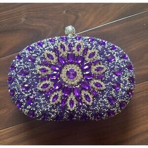 Ramala Purple Crystal Clutch Rhinestone Evening Bag